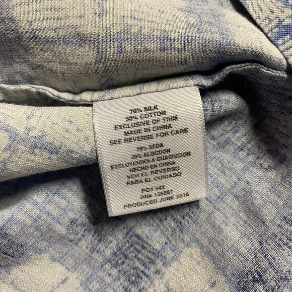 Nat Nast Shirt Men M Blue Geo Tribal Tiki Hawaiian Camp Button Up Silk Cotton - Picture 8 of 11